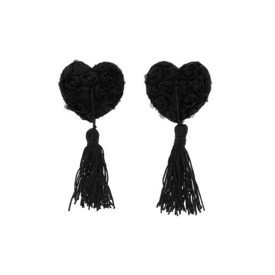 Cache T&eacute;tons Adh&eacute;sif Coeur Pompon Satin 2pcs