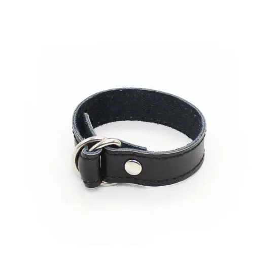 Anneau P&eacute;nien Cuir R&eacute;glable Boucle Noir
