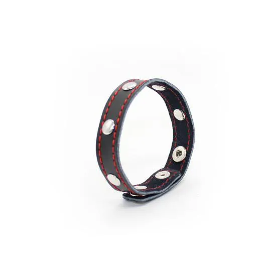 Anneau P&eacute;nien Fin Rivets Simili Noir