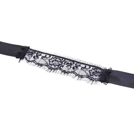 Bandeau Dentelle Satin Fin Noir &agrave; Nouer