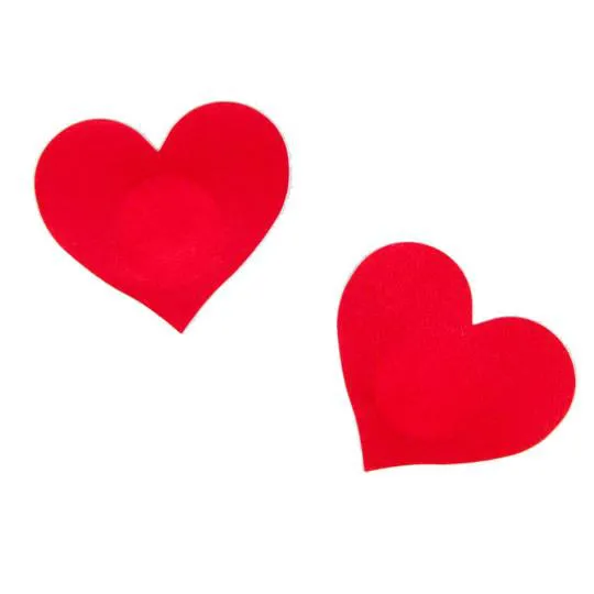 Cache T&eacute;tons Adh&eacute;sif Coeur Rouge 2pcs