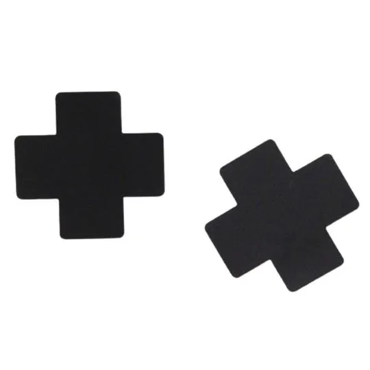 Cache T&eacute;tons Adh&eacute;sif Croix Noir 2pcs
