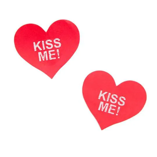 Cache T&eacute;tons Adh&eacute;sif Coeur Kiss Me 2pcs