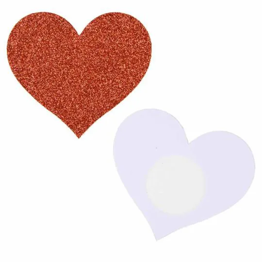 Cache T&eacute;tons Adh&eacute;sif Coeur Paillet&eacute; 2pcs