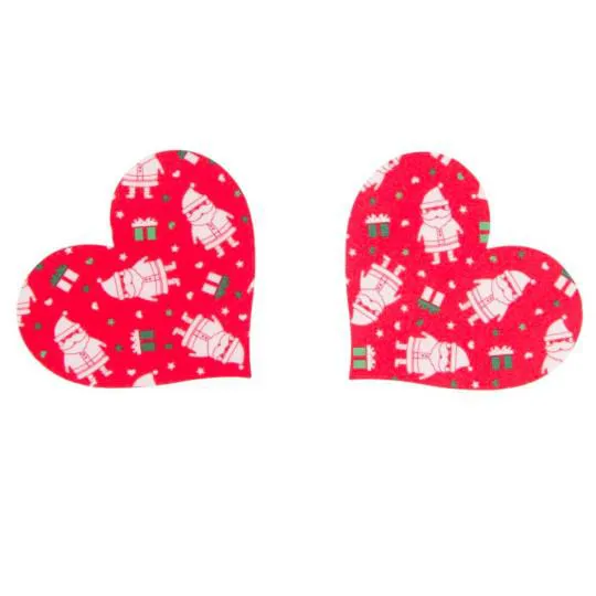 Cache T&eacute;tons Adh&eacute;sif Coeur No&euml;l 2pcs
