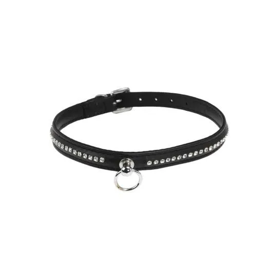 Collier Simili Boucle Strass 1 Rang&eacute;e Noir
