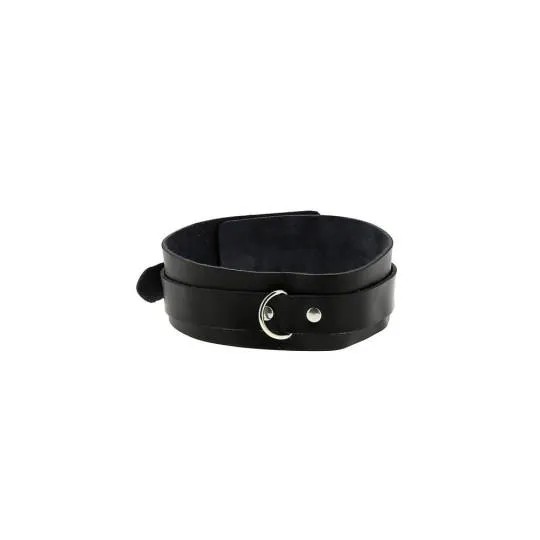 Collier Simili Large Anneau R&eacute;glable Noir