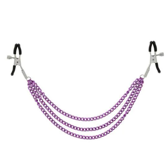 Pince T&eacute;tons M&eacute;tal 3 Chaines 2pcs